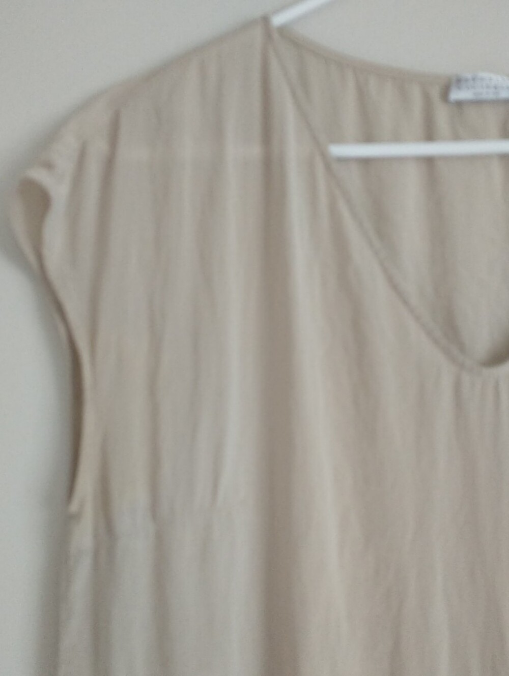 BRUNELLO CUCINELLI Shift Dress M Beige Silk V Neck*READ - Picture 2 of 14
